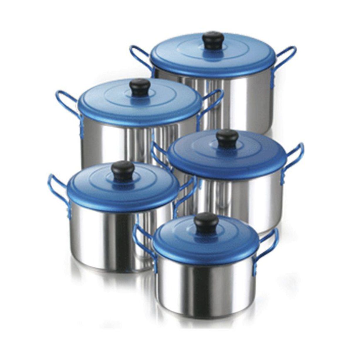 IMUSA - Juego De Ollas 5 Piezas Imusa Tapa Azul