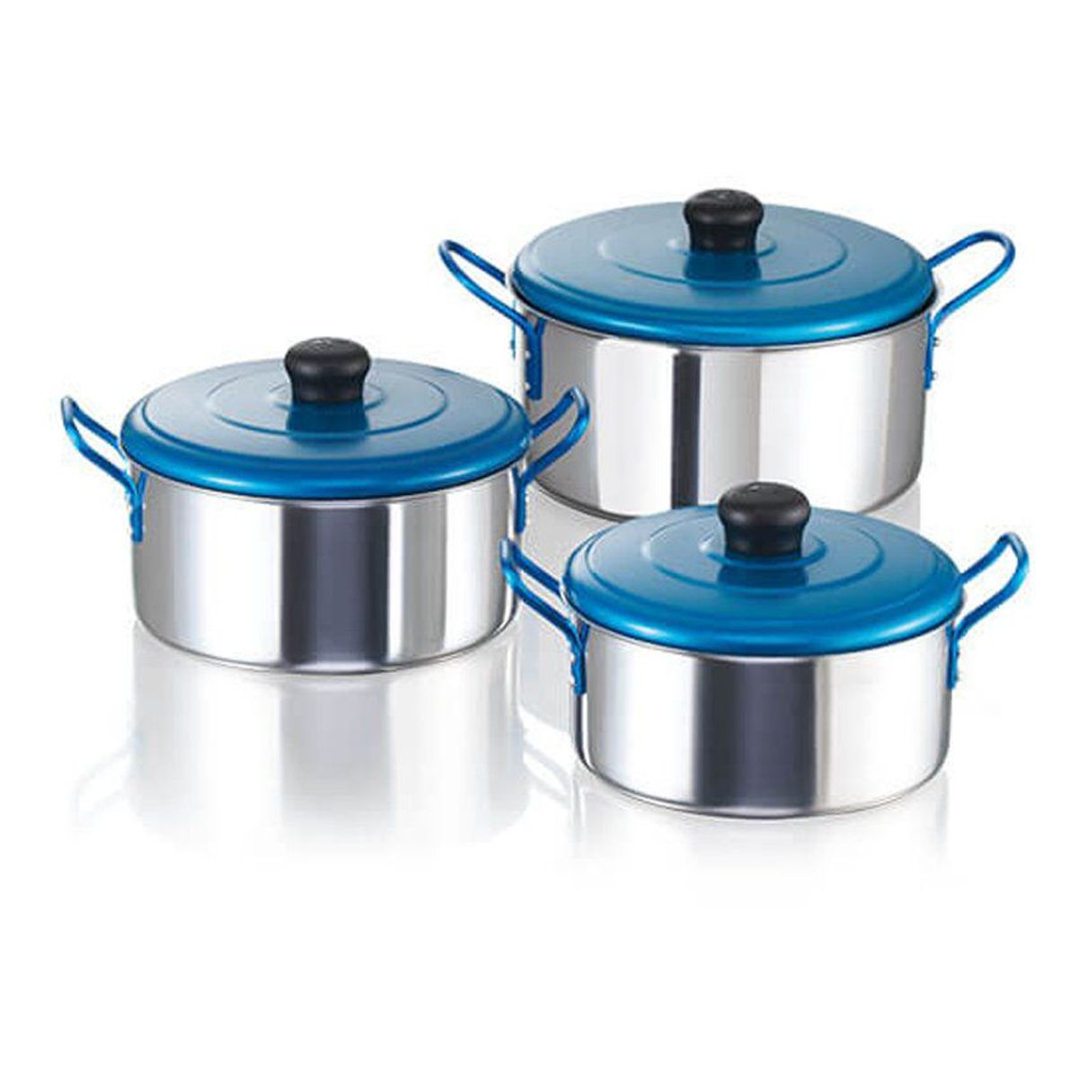 IMUSA - Juego De Ollas 3 Piezas Imusa Tapa Azul