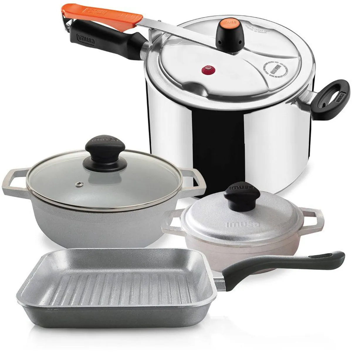 IMUSA - Olla a presión imusa securyplus 7l + sartén + calderos de 14 y 24cm
