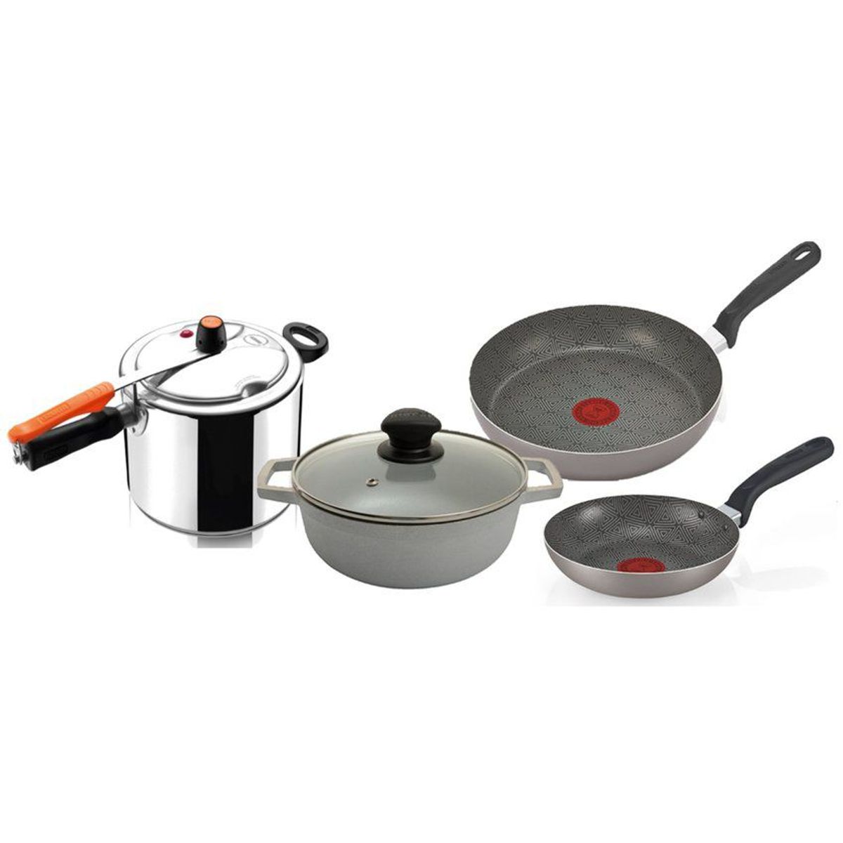 IMUSA - Set olla a presión imusa 7 litros+caldero 20cm+sarten18 cm+sarten24 cm