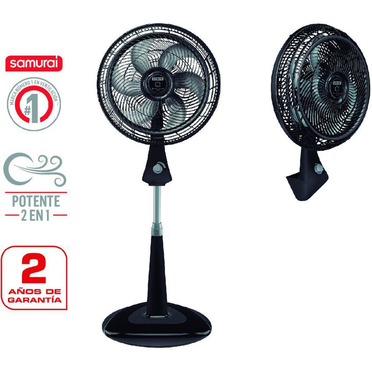 SAMURAI - Ventilador samurai silence force plus 2 en 1 negro