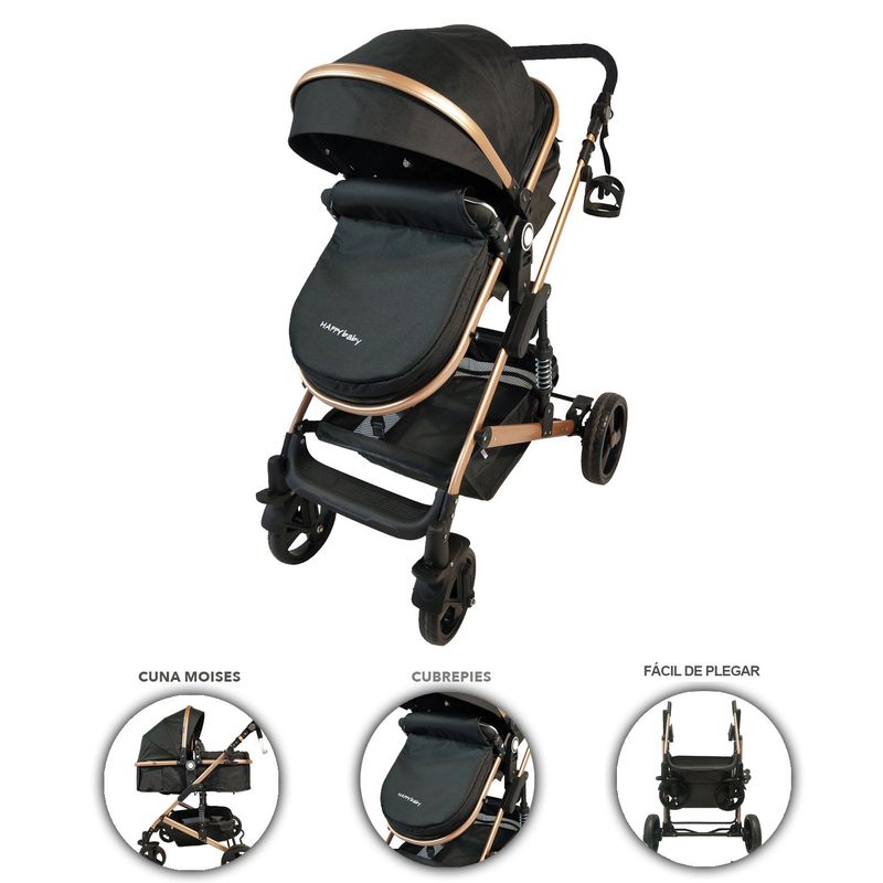 HAPPY BABY - Coche Bebe Moises Happy Baby Negro Fj