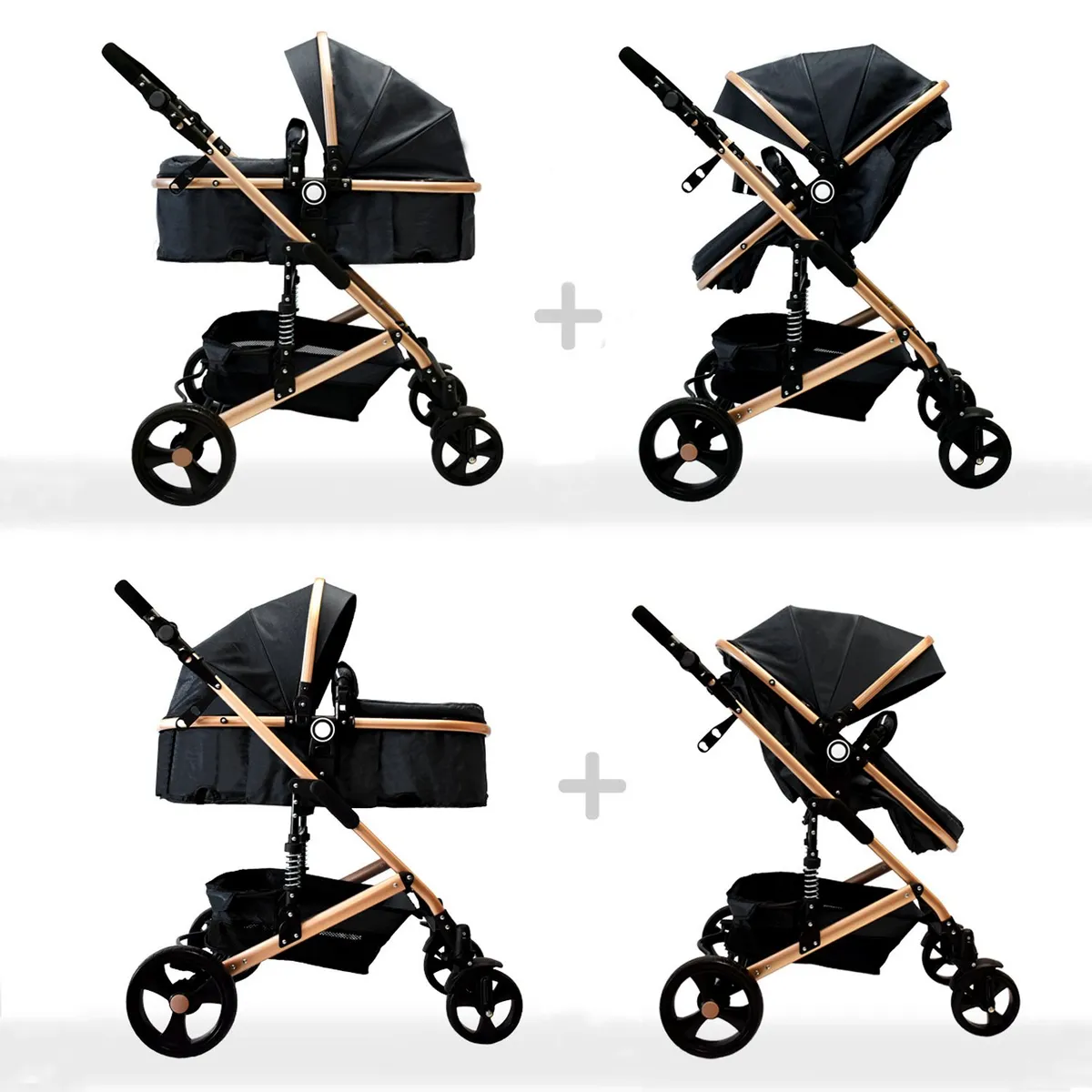 HAPPY BABY - Coche Bebe Moises Happy Baby Negro Fj