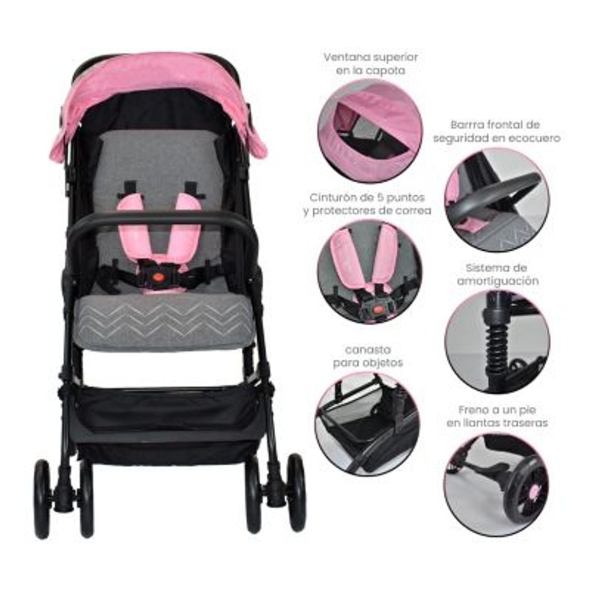 PREMIUM BABY - Coche Bebe Praga Premium Baby  Rosa