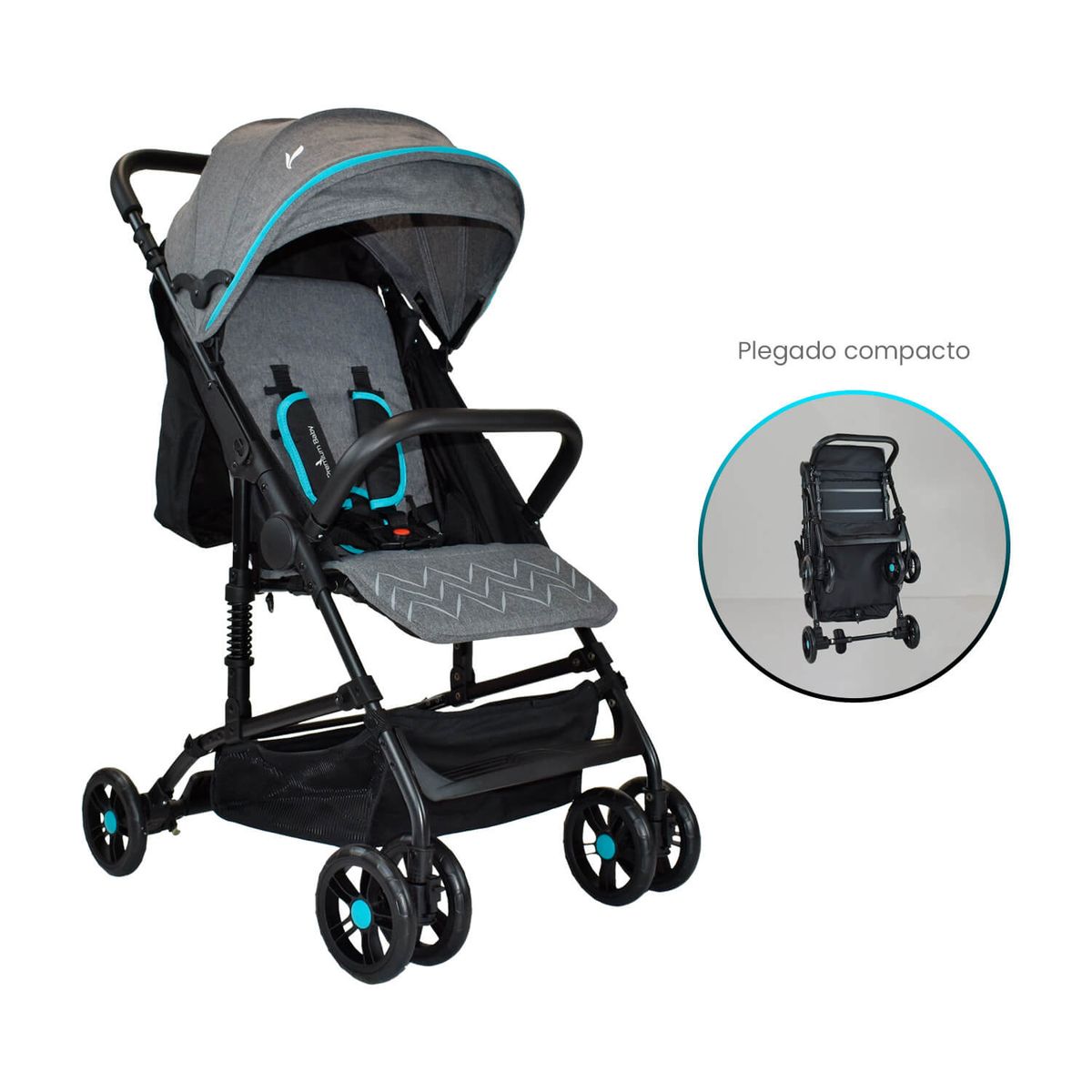 PREMIUM BABY - Coche Para Bebe Premium Baby Praga Gris-Azul