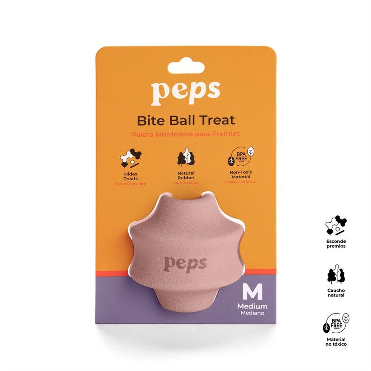 PEPS WE LOVE BEST FRIENDS - Juguete para Perro Kong Caucho Relleno de Comida Rosa M-