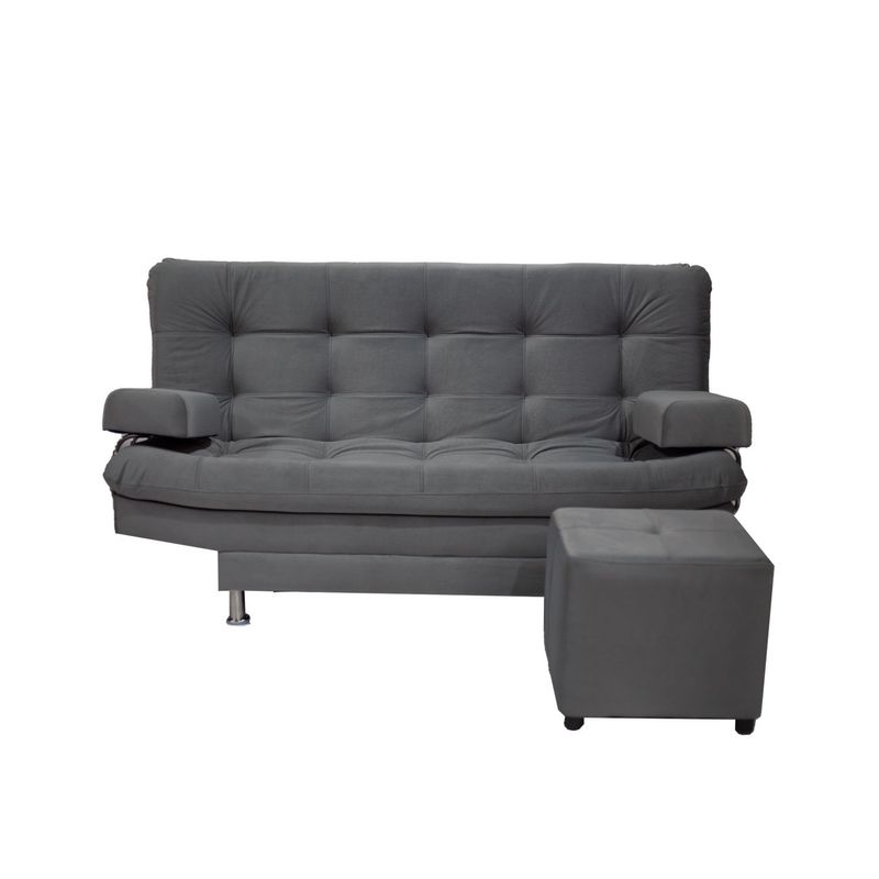 GENERICO - Sofá Cama Grace 3 Ptos en poliéster Gris  + Brazos + Puff