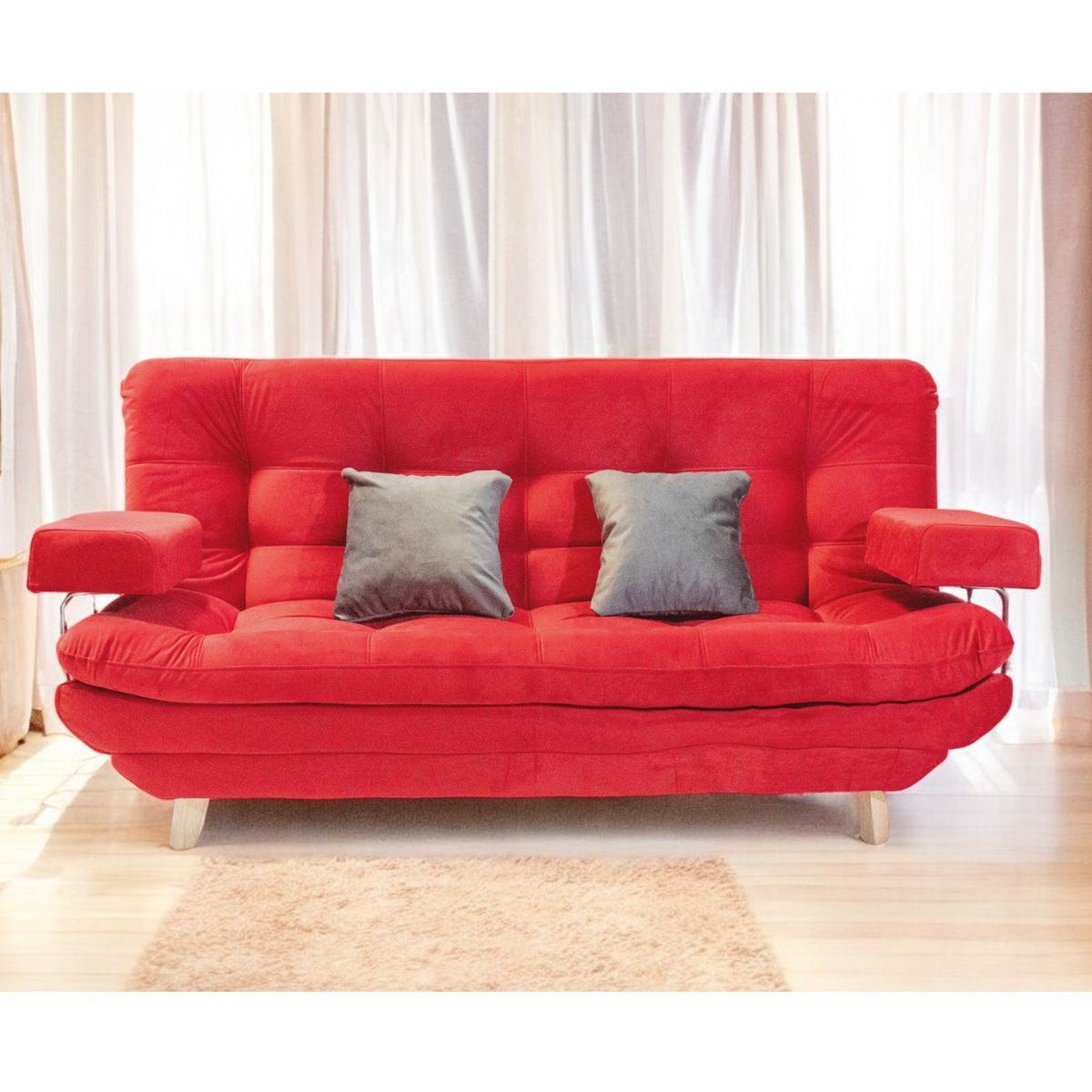 GENERICO - Sofa Cama Maison Rojo 3Ptos 180X85X85 cm + Brazos Removibles