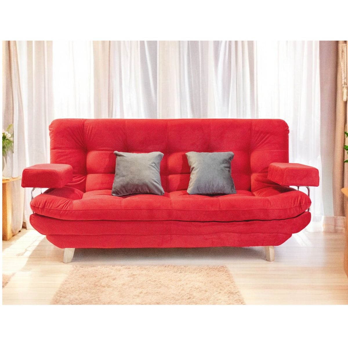 GENERICO - Sofa Cama Maison Rojo 3Ptos 180X85X85 cm + Brazos Removibles