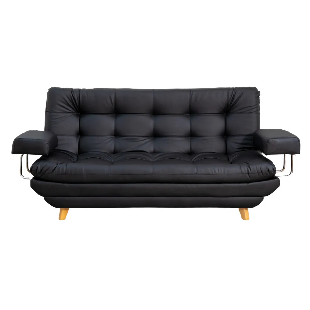 GENERICO - Sofá cama 3Ptos Maison Sintético Negro 180X85X85cm + Brazos Removibles