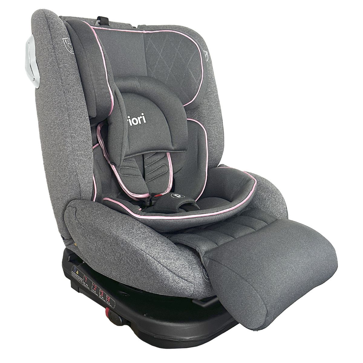 PRIORI - Silla Carro Bebe First Plus 360 º ISOFIX Priori Gris Rosa