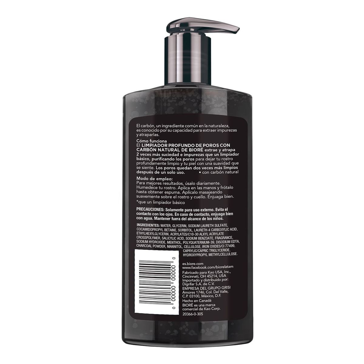 BIORE - Limpiador Facial Profundo de Poros con Carbon Natural Biore