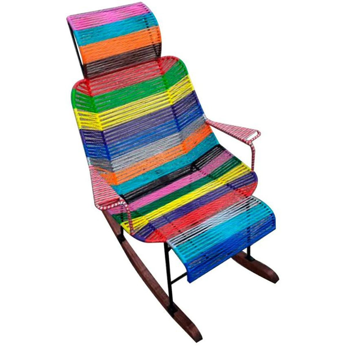 GENERICO - Silla mecedora con balancin en madera y mimbre plastico