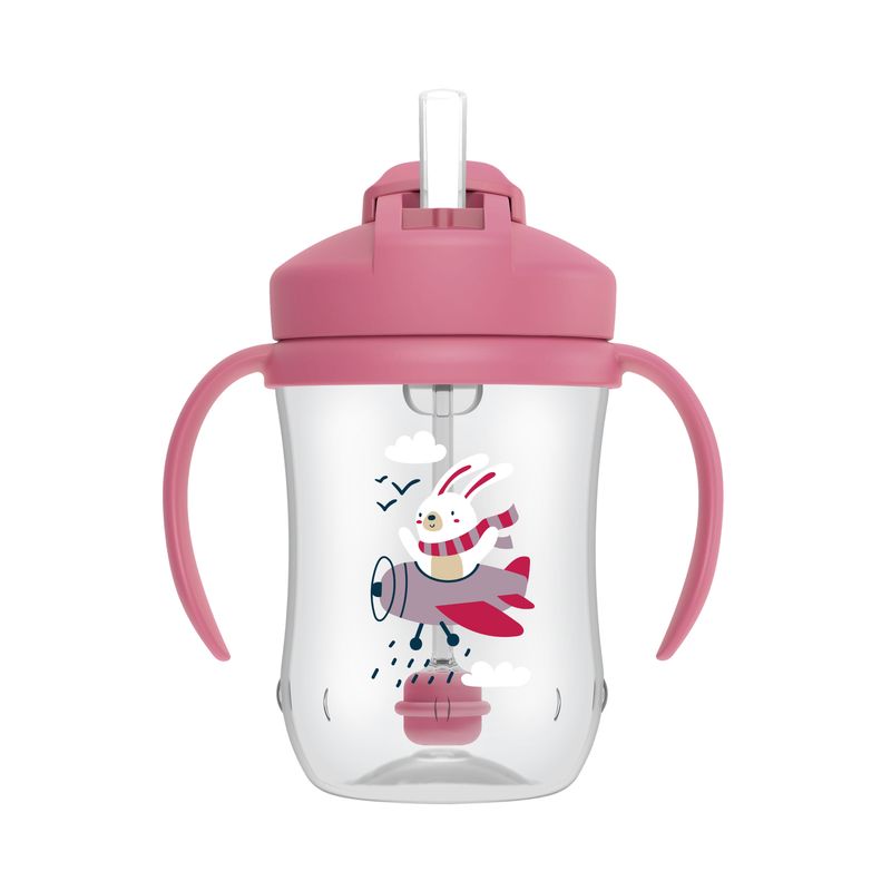 DR BROWNS - Vaso Antiderrame de 9 oz Rosado DR BROWN Pajilla Tapa y Pesa