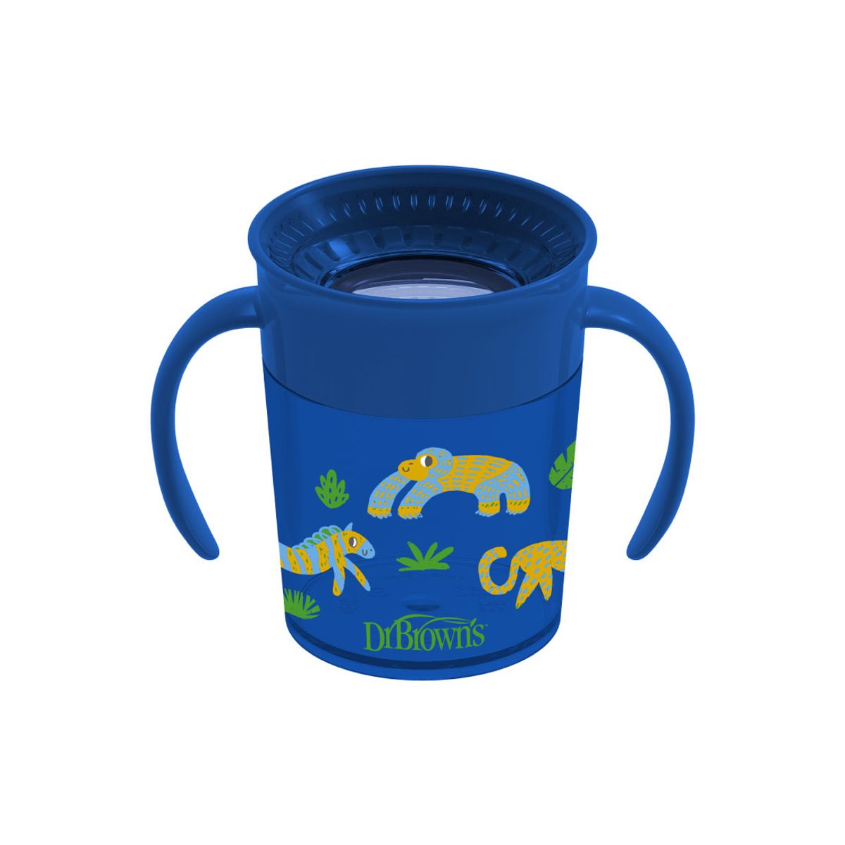 DR BROWNS - Vaso Antiderrame 7 Oz Decorado Cheers Azul con Tapa Dr Brown