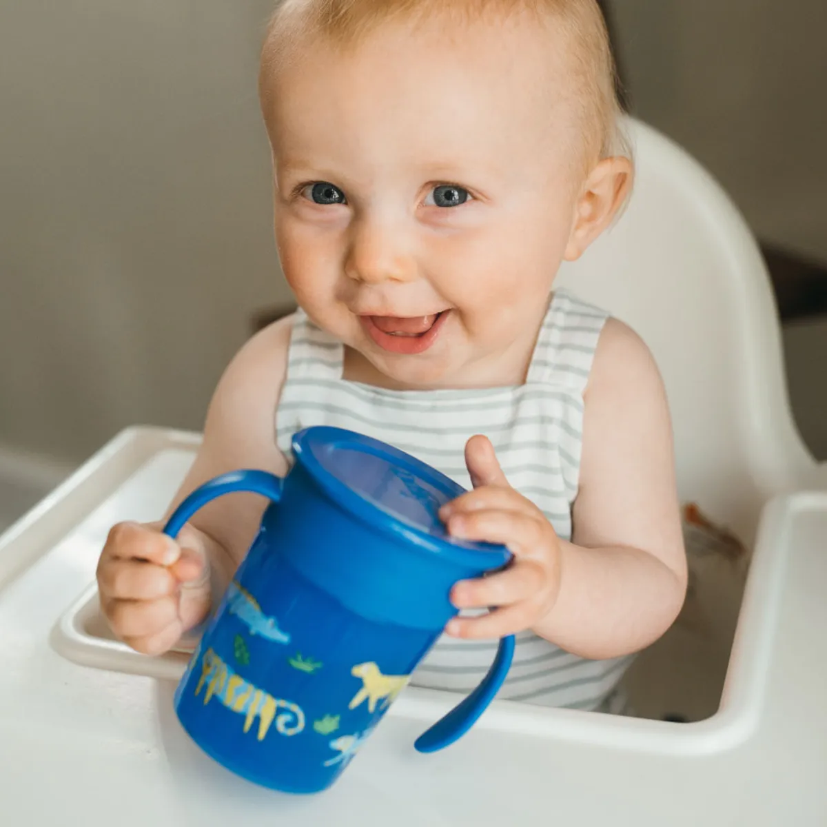 DR BROWNS - Vaso Antiderrame 7 Oz Decorado Cheers Azul con Tapa Dr Brown