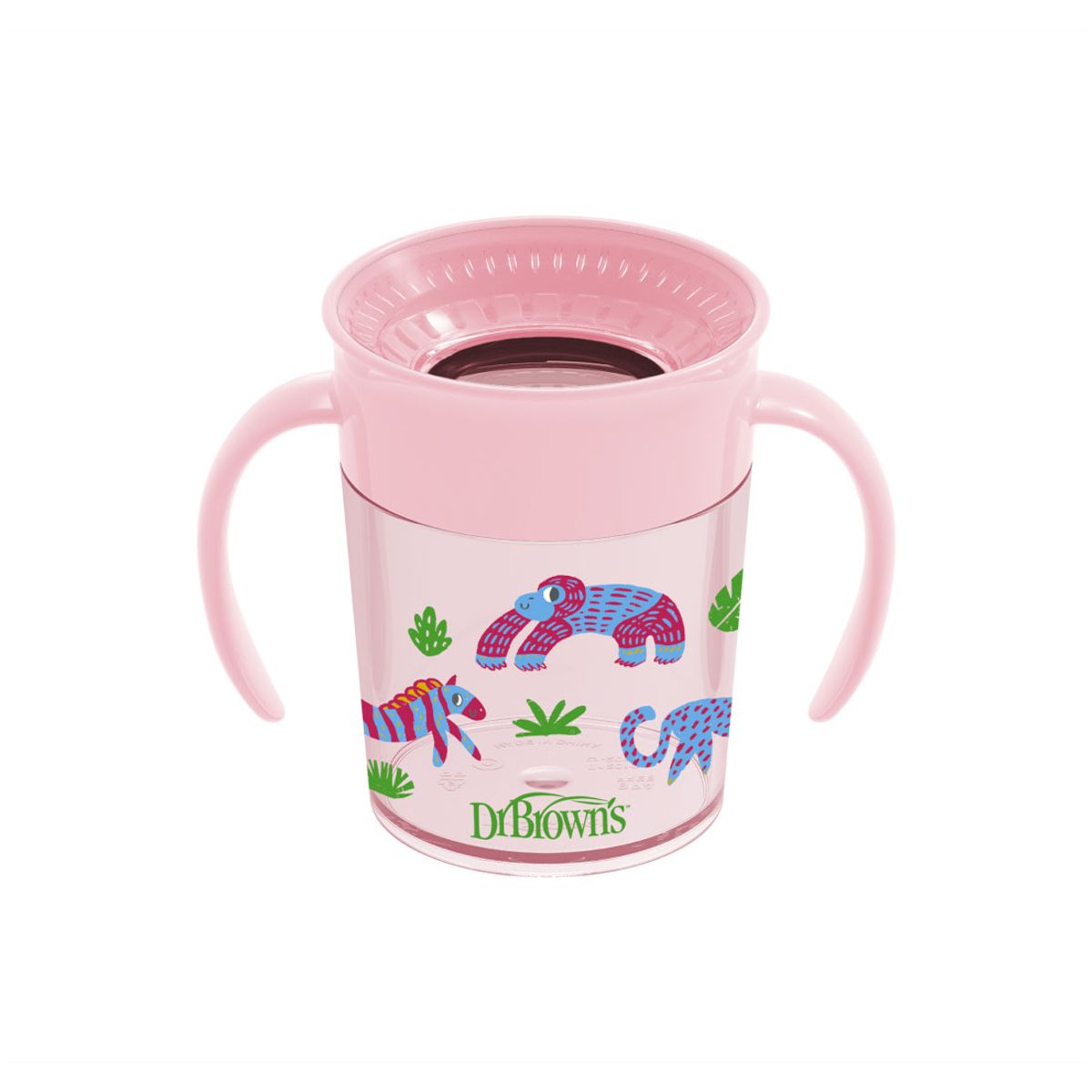 DR BROWNS - Vaso Antiderrame 7 Oz Decorado Cheers Rosa con Tapa Dr Brown