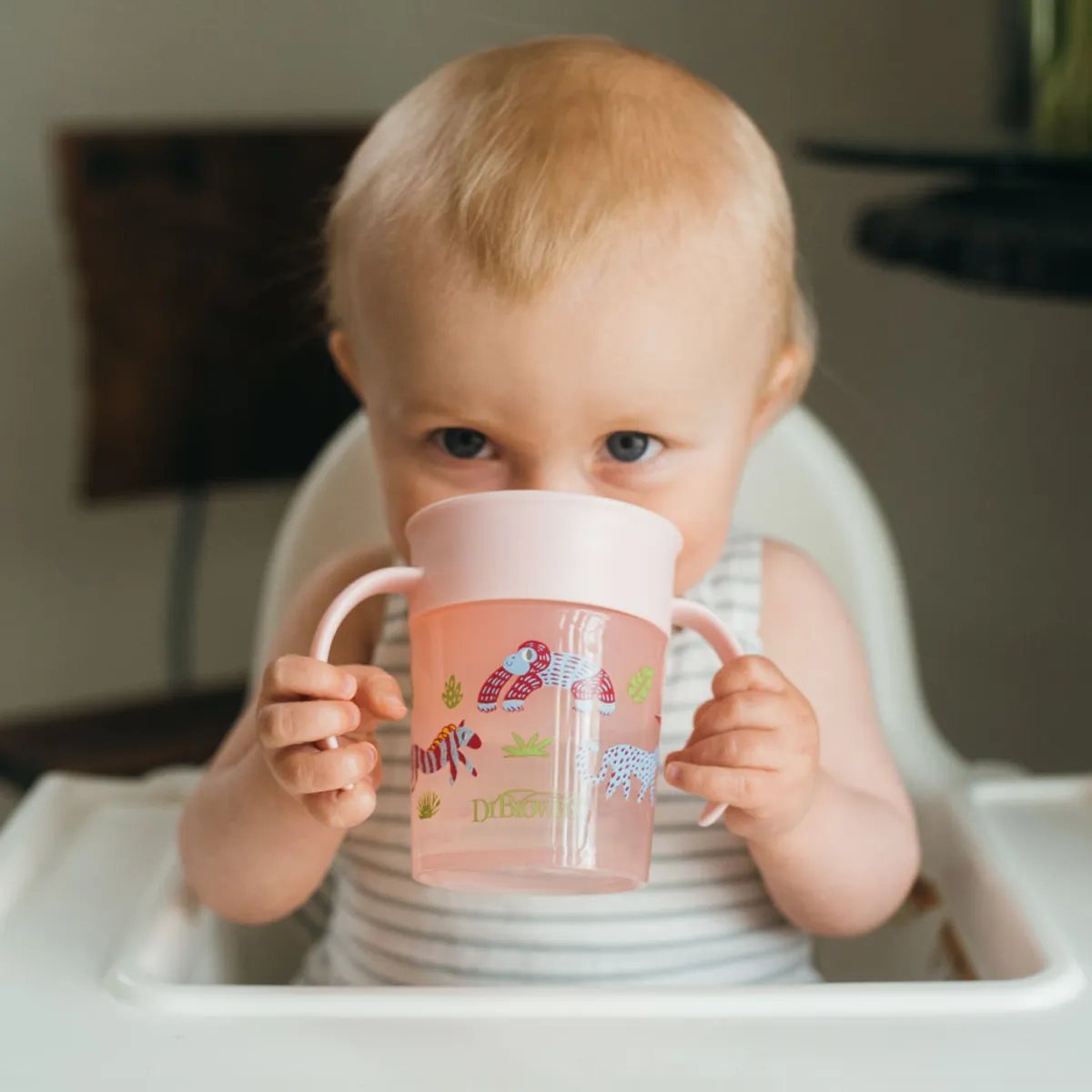 DR BROWNS - Vaso Antiderrame 7 Oz Decorado Cheers Rosa con Tapa Dr Brown