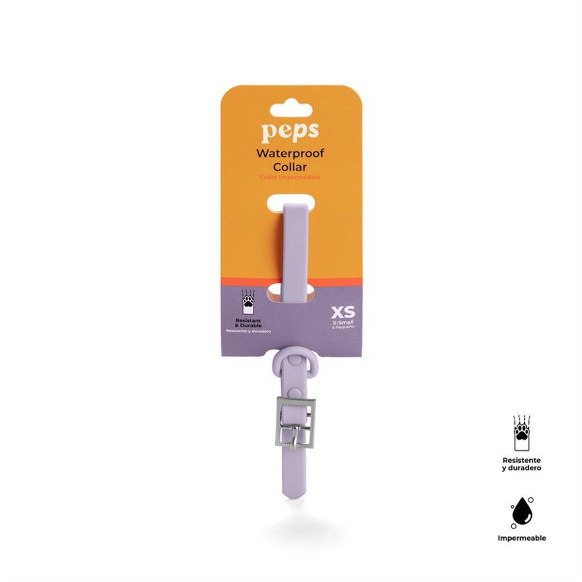 PEPS WE LOVE BEST FRIENDS - Collar para Perro Gargantilla de Caucho Resistente Morado XS-