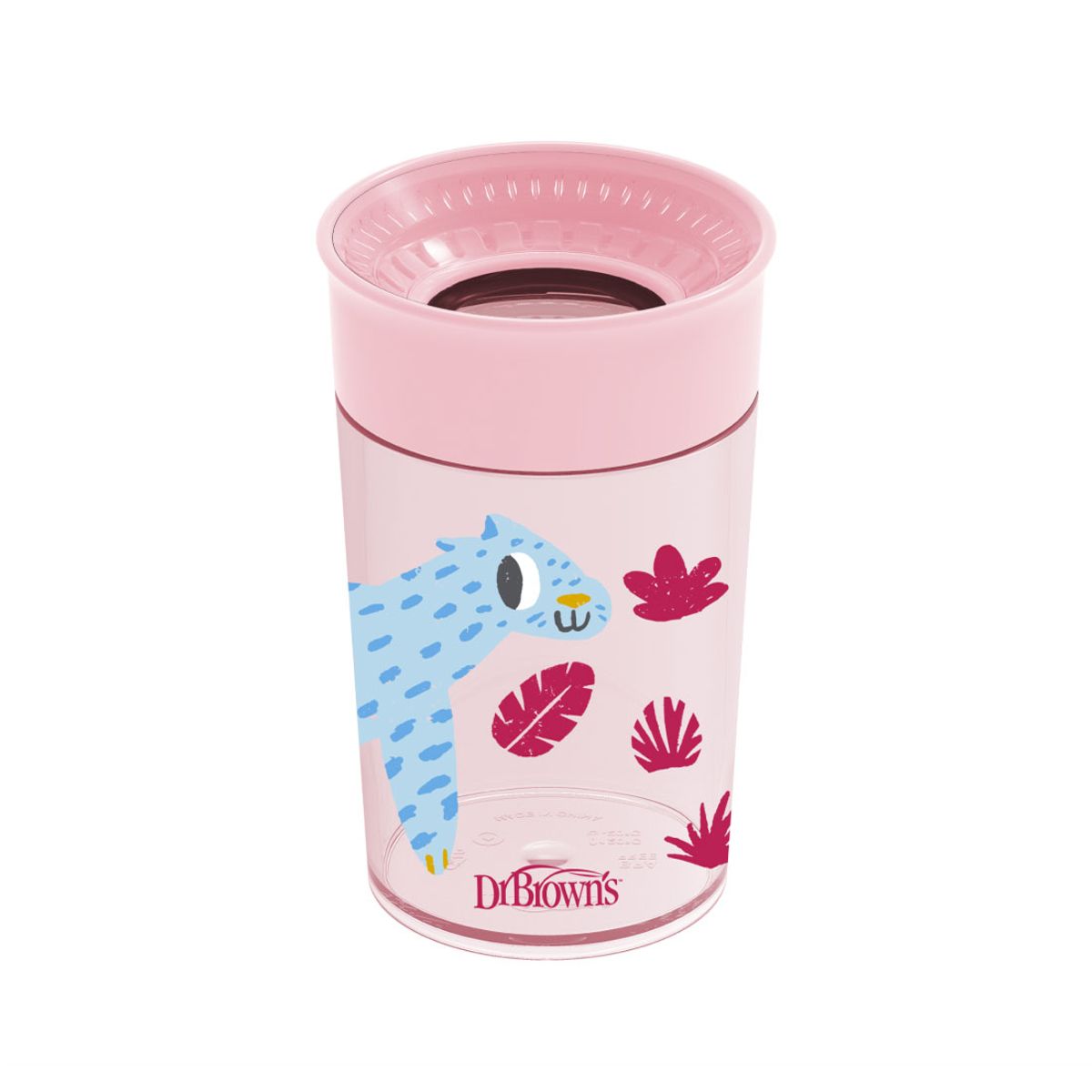DR BROWNS - Vaso Antiderrame 10 Oz Decorado Cheers Rosa con Tapa Dr Brow