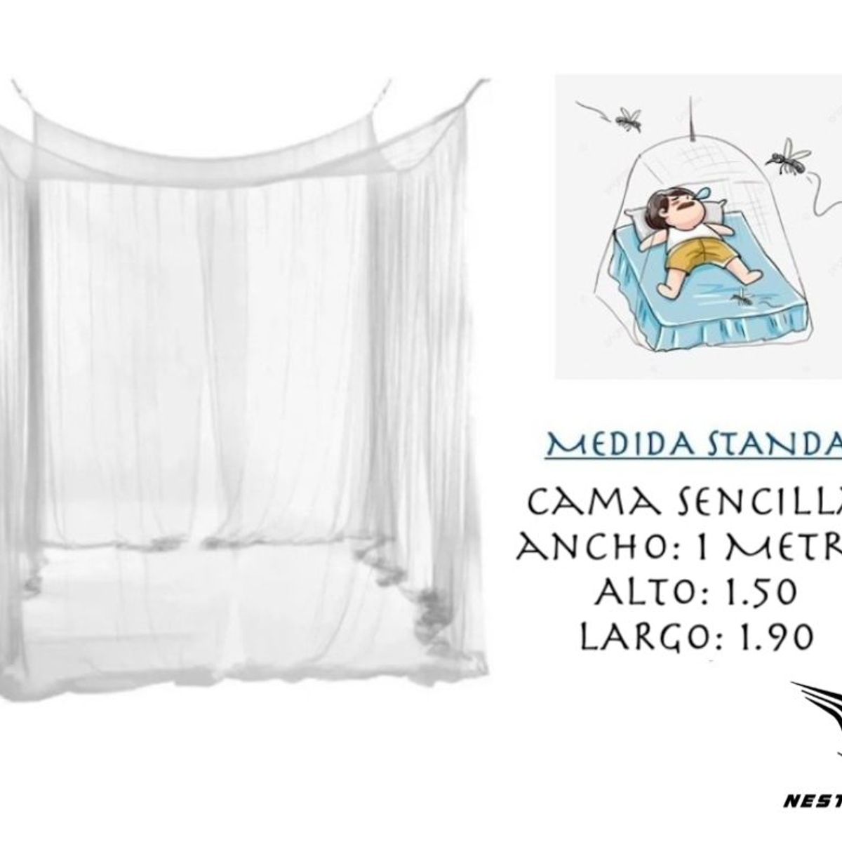 GENERICO - Toldillo mosquitero proteccion maxima insectos cama sencilla