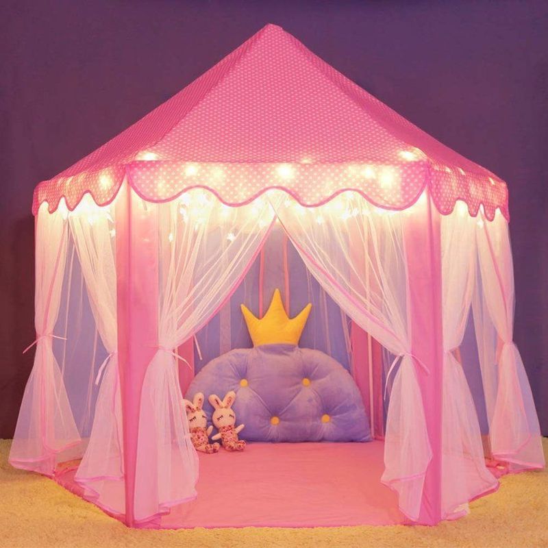 KIDSHOP - Carpa Castillo Infantil luces Para Princesas y Munecas Rosada CCG1-