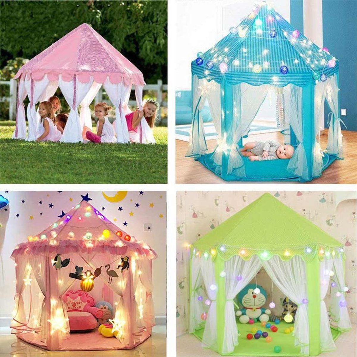 KIDSHOP - Carpa Castillo Infantil luces Para Princesas y Muñecas CCG1