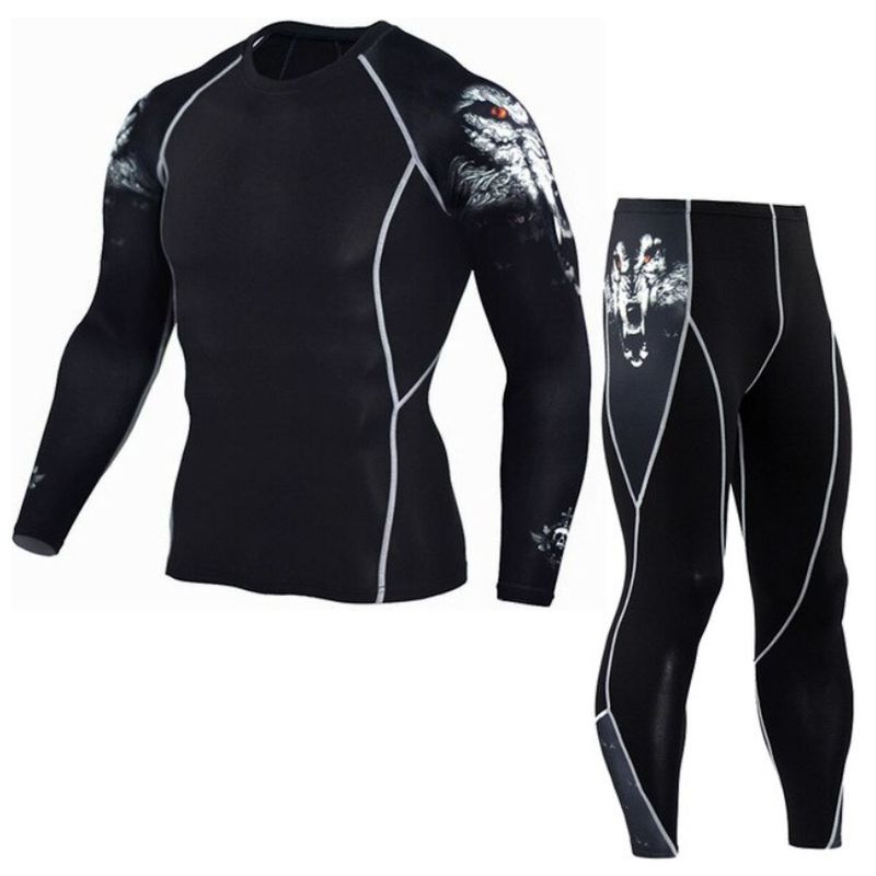 UBMD - Conjunto Deportivo Compresion Hombre Camiseta Pantalon 721 Negro.