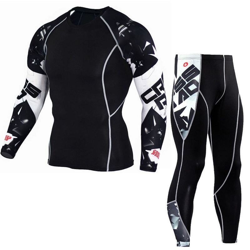 UBMD - Conjunto Deportivo Compresion Hombre Camiseta Pantalon 746 Negro.