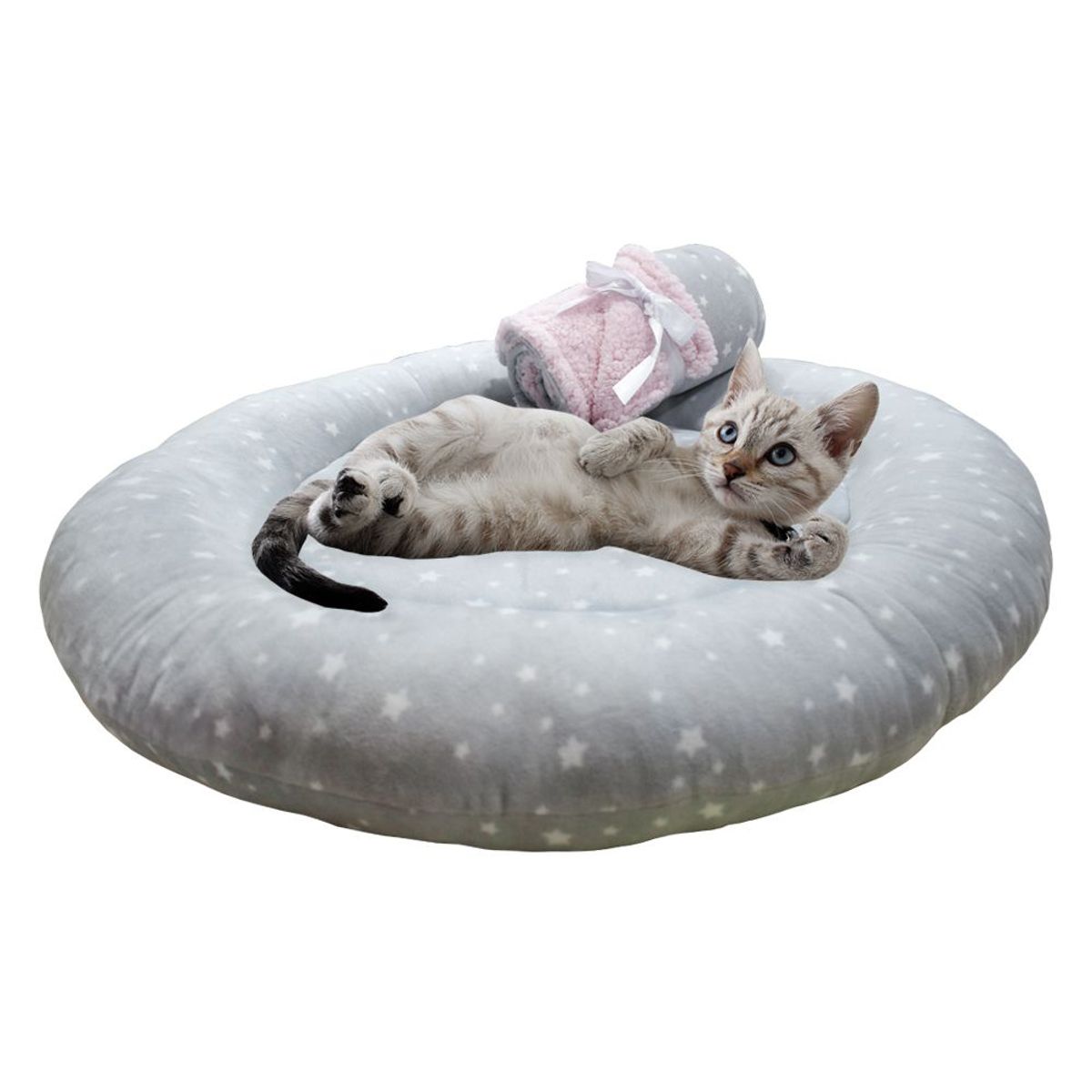 PRIMORDIAL - Combo cama gris y cobija para mascota - 200419 - Primorpets