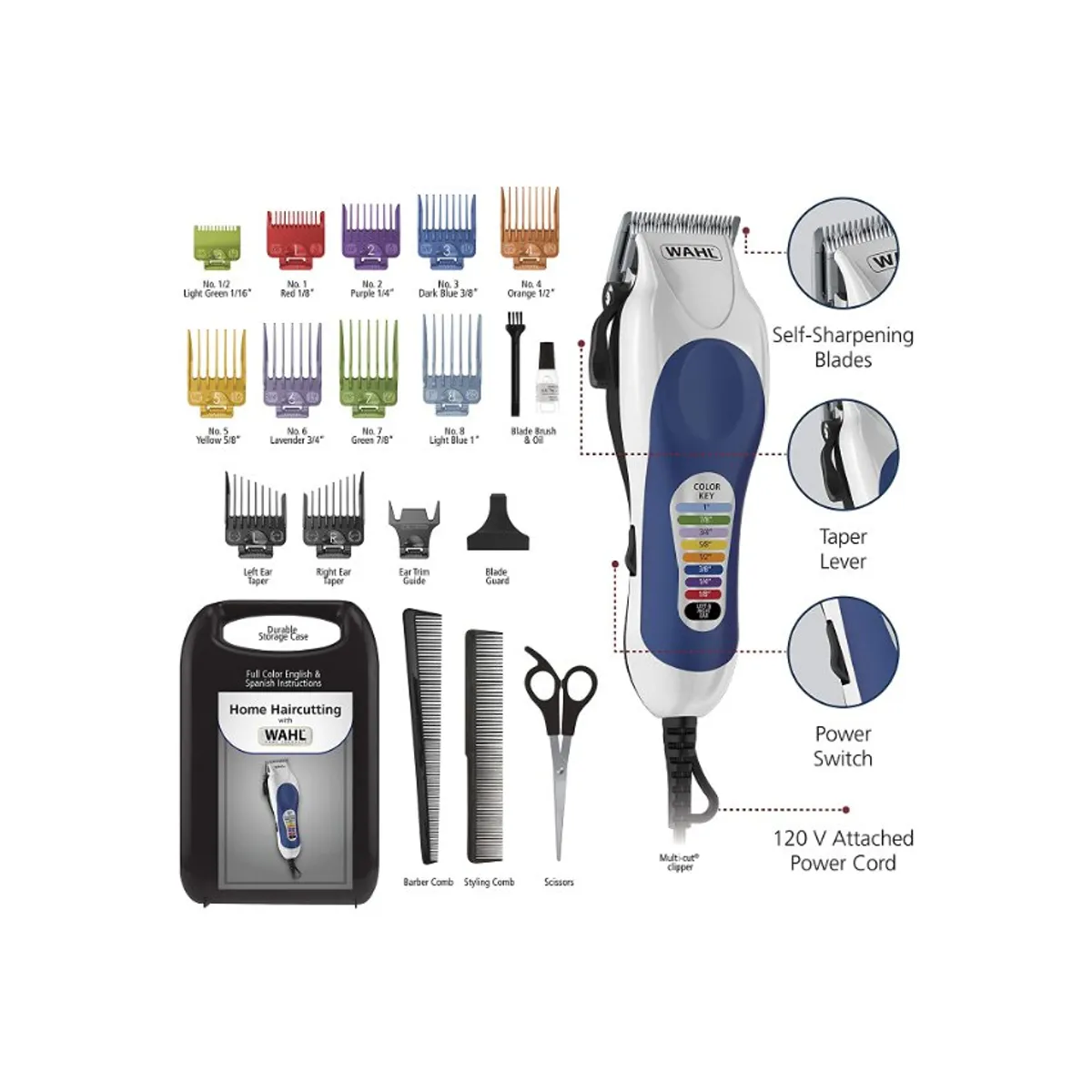 WAHL - Cortadora Wahl Home Color Pro- 10 Peines