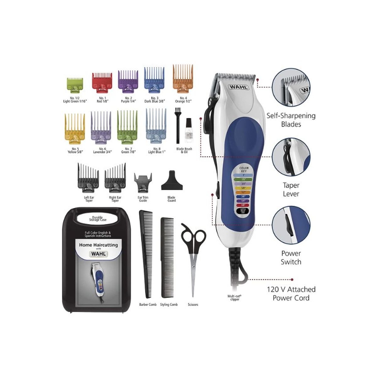 WAHL - Cortadora Wahl Home Color Pro- 10 Peines