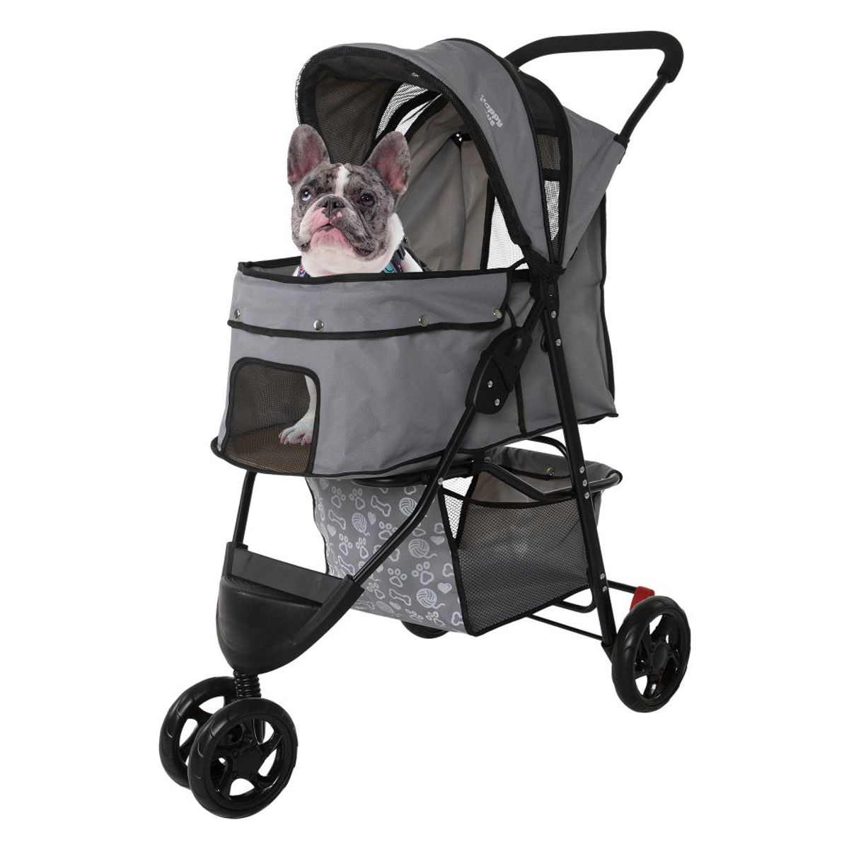 BIUM - Coche Para Mascotas Happy Paws Gris - Coche de paseo