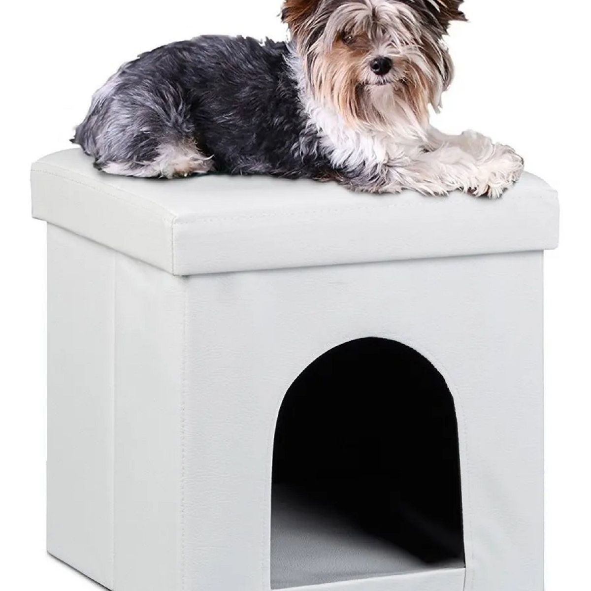 BANZAY - Casa Puff Cubo Mascotas Pequeñas - Blanco