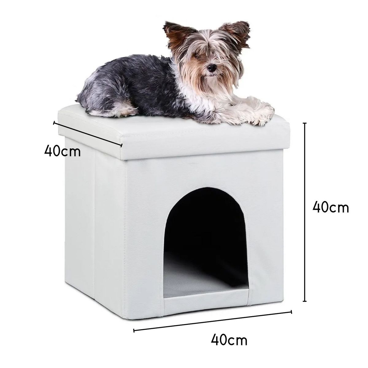 BANZAY - Casa Puff Cubo Mascotas Pequeñas - Blanco