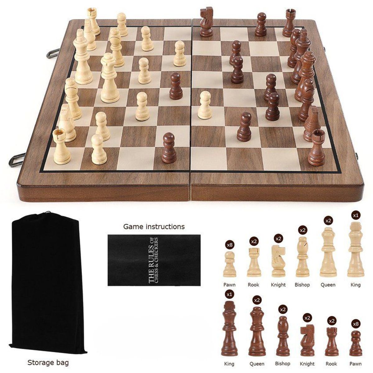 GENERICO - Juego magnetico de ajedrez en madera 40cm