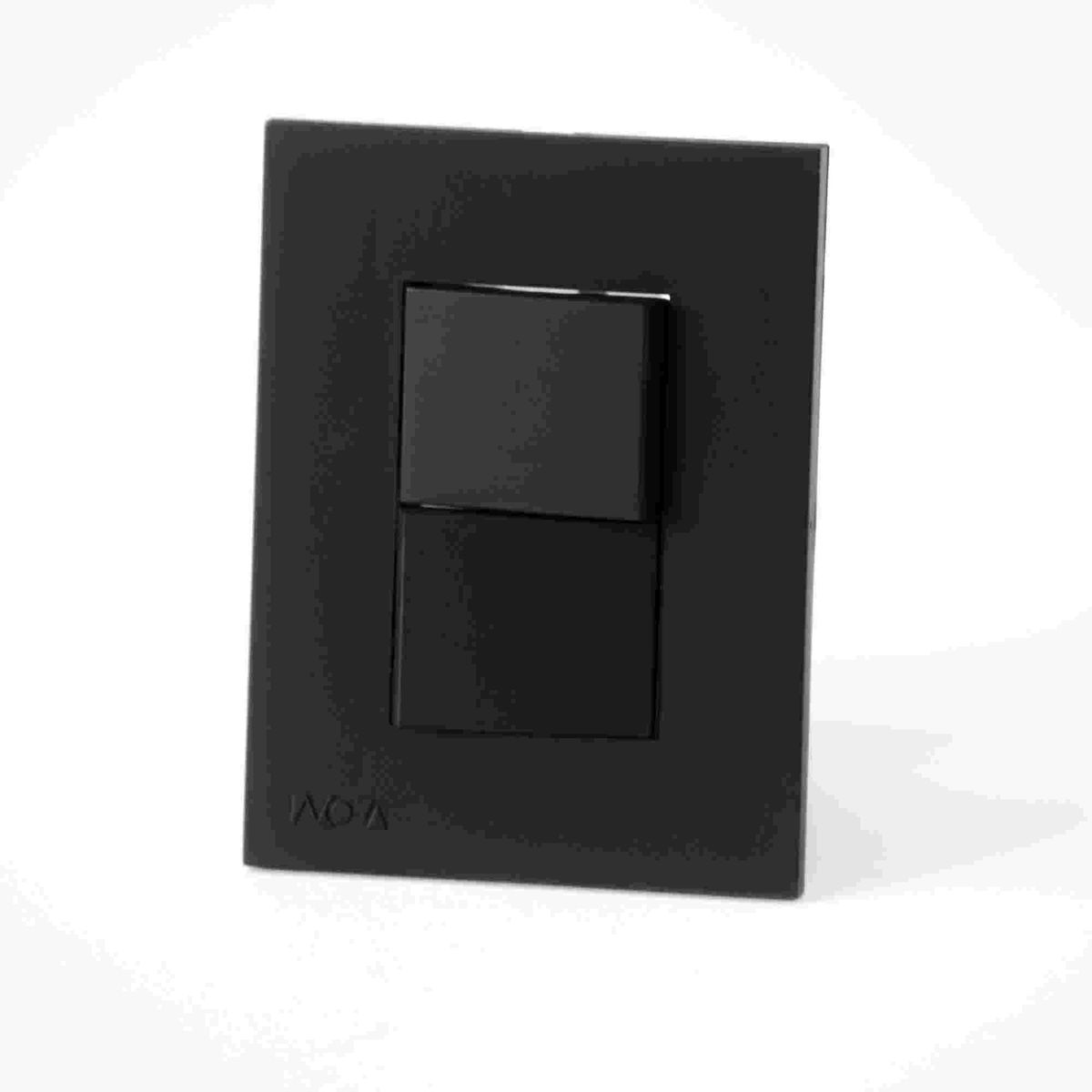 GENERICO - INTERRUPTOR ELECTRICO DOBLE NEGRO MATE DE LUJO CON RETIE