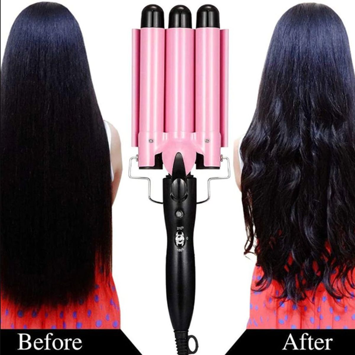 GENERICO - Plancha Rizadora Onduladora De Cabello 3 Tubos