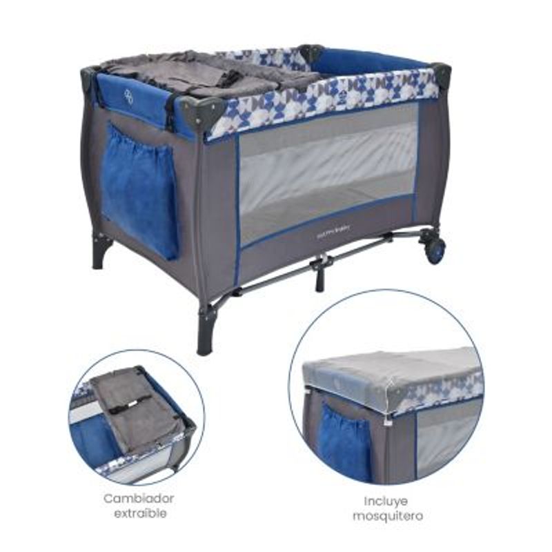 HAPPY BABY - Corral Cuna Bebé Happy Baby Niza Azul