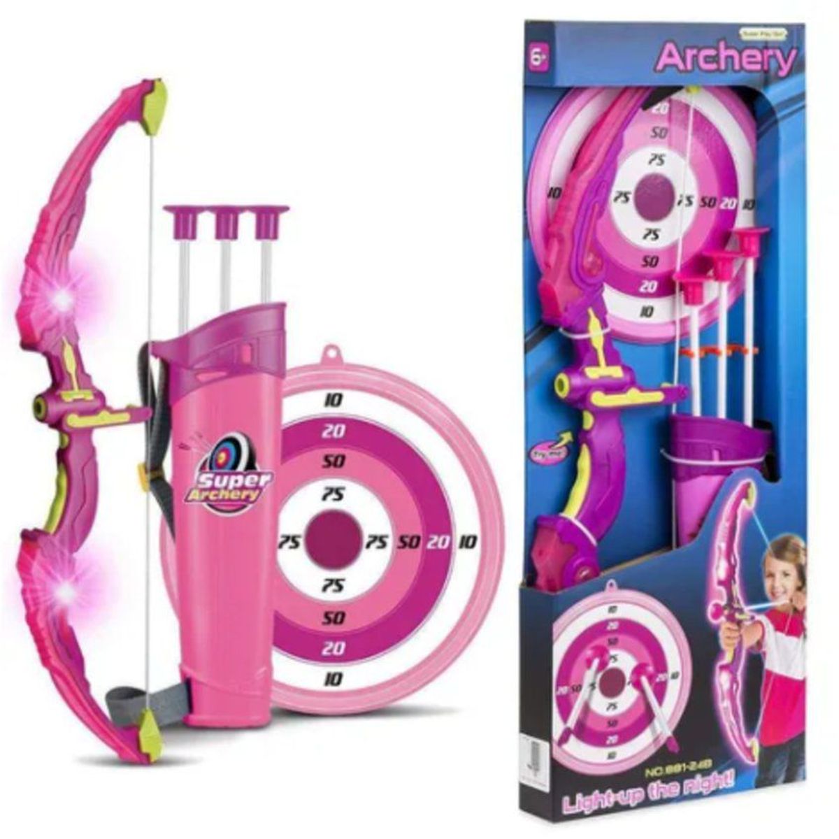 JUGUETERIA EXPRESS - Juguete de disparos arco y flecha con luces