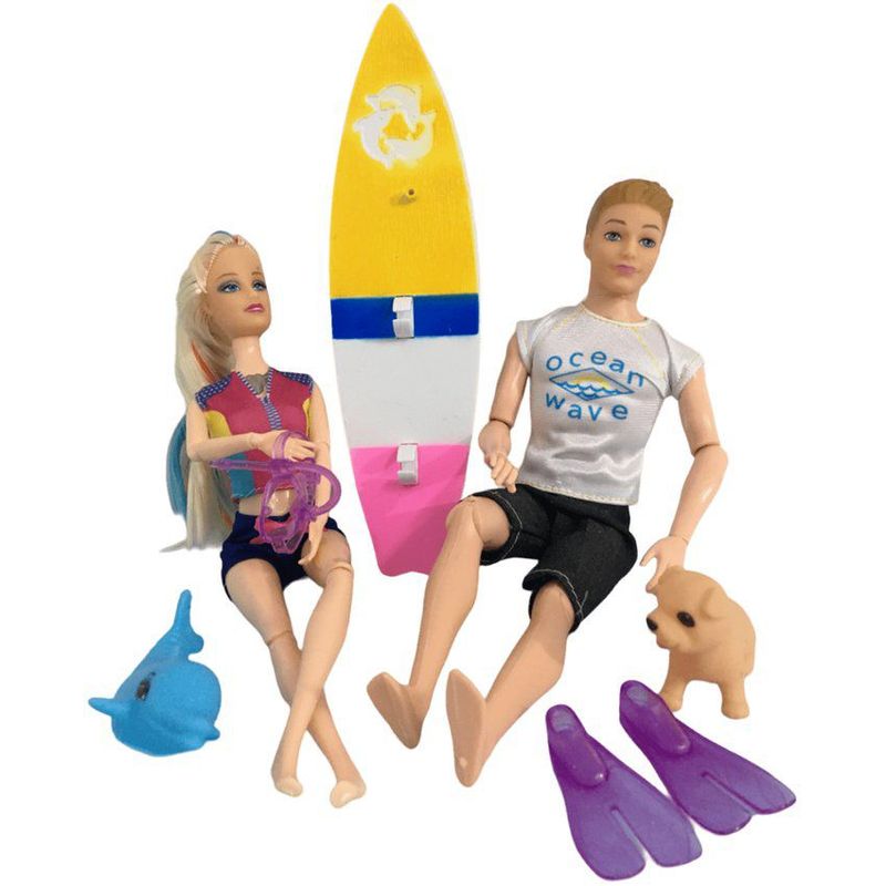 JUGUETERIA EXPRESS - Muñeca surf fenbo con compañero juguete con accesorios