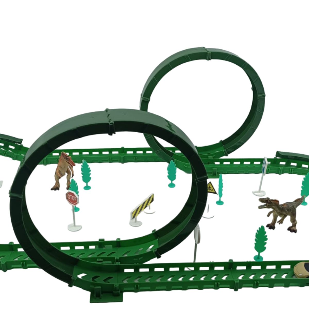 JUGUETERIA EXPRESS - Pista De Carros Dinosaurio Dos Giros Con Accesorios