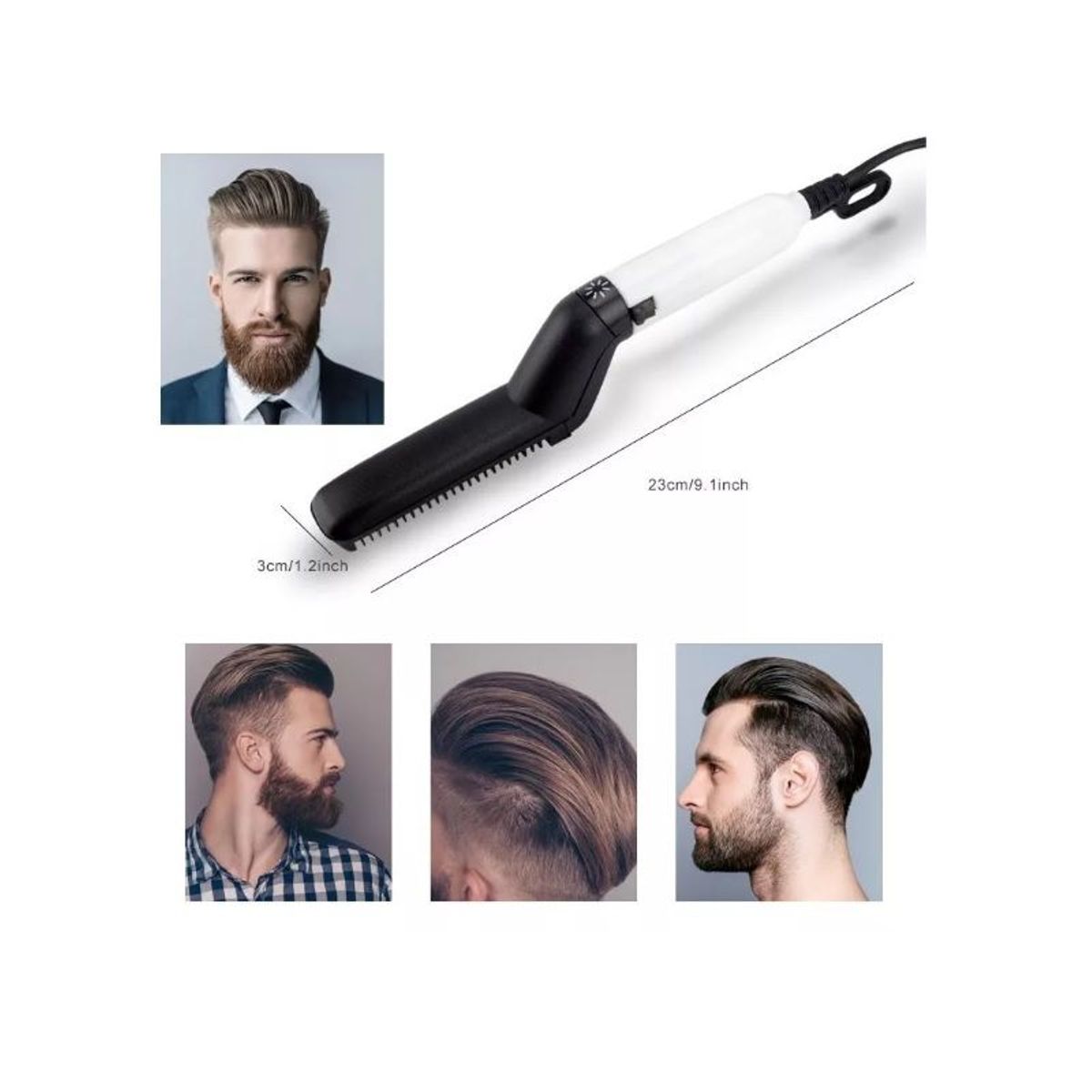 GENERICO - Plancha cepillo para hombre alisa  barba y cabello