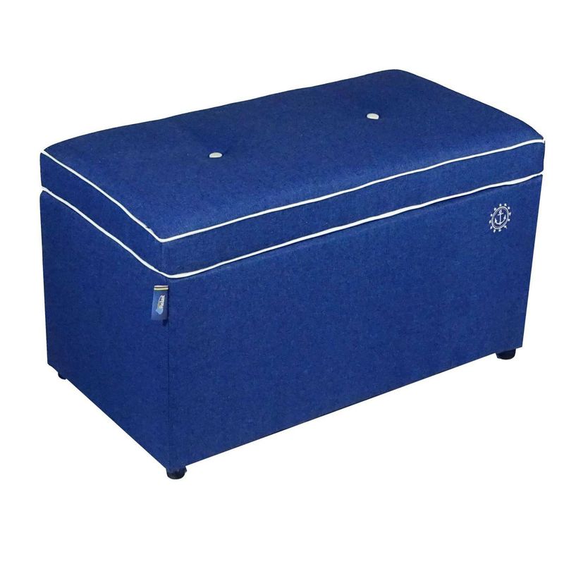 ESTILO RELAX - Puff Baúl Zapatero Organizador en Microfibra - Grande - Azul Rey