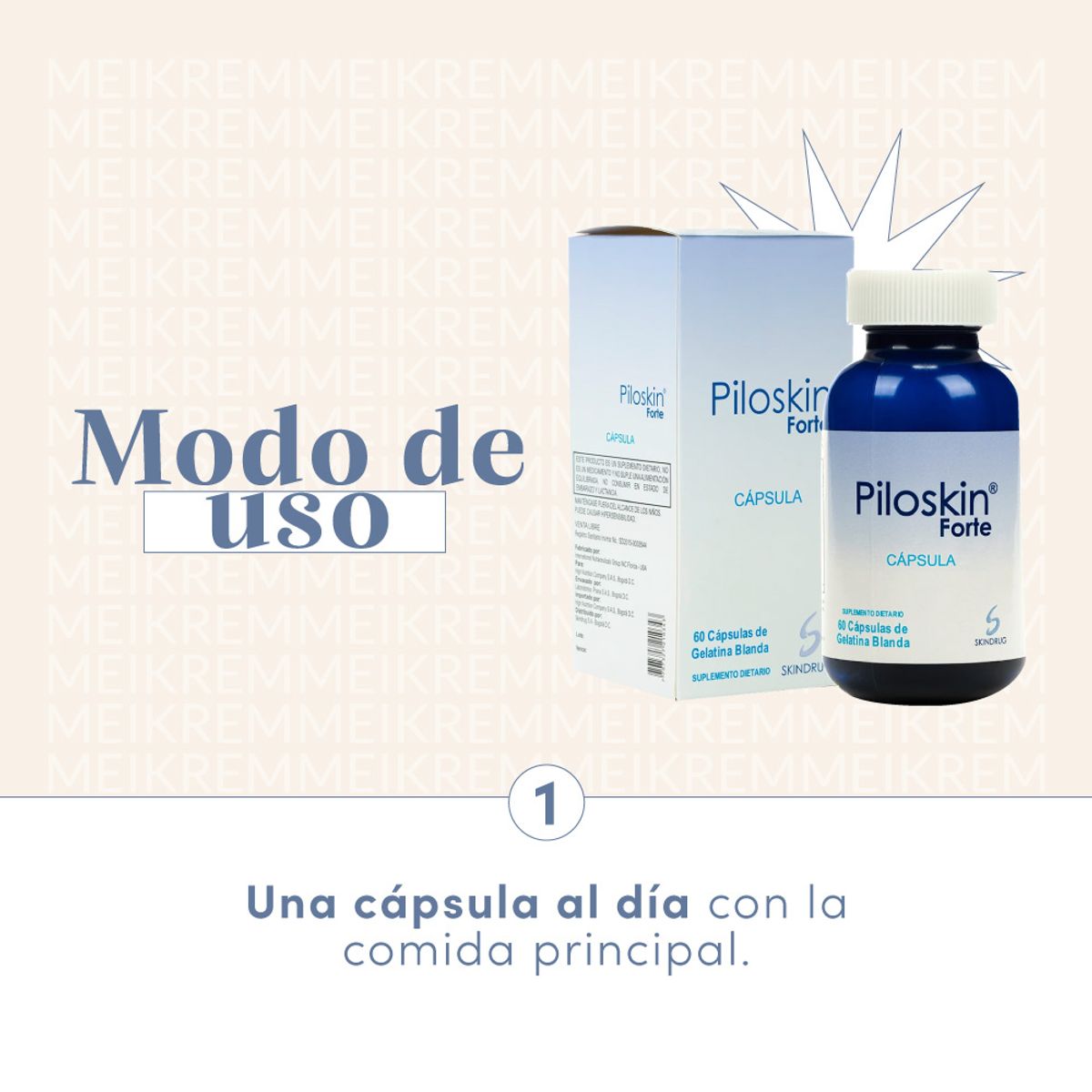 SKINDRUG - Piloskin Forte con Biotina x 60 cápsulas