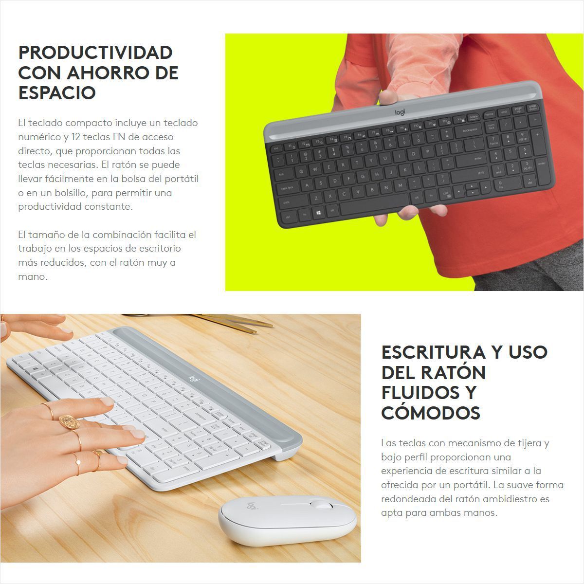 LOGITECH - Combo Teclado y Mouse Inalámbricos Delgado Slim Logitech MK470 Negro