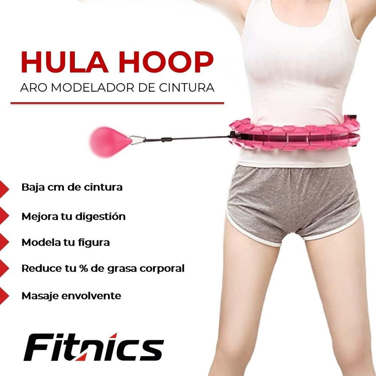 FITNICS - Aro Hula Hoop Ajustable Ula Ula Perdida Peso Ejercicio.-