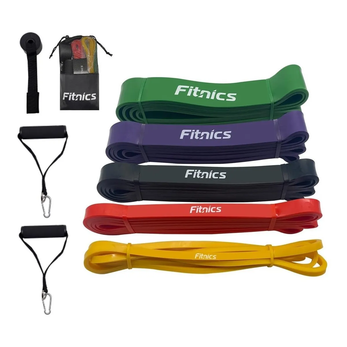 FITNICS - Bandas Elasticas Resistencia Poder Fitnics Set 5 +accesorios