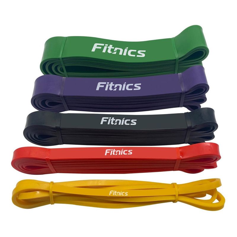 FITNICS - Bandas Elasticas Resistencia Poder Fitnics Set 5 Latex+bolsa