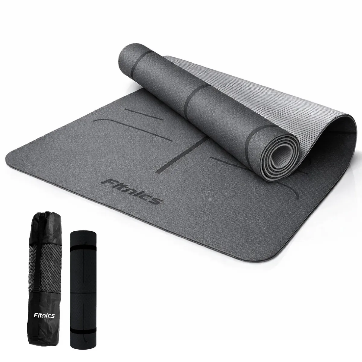 FITNICS - Mat Yoga Colchoneta Tapete 6mm Bolso+correa+guía - Negro-